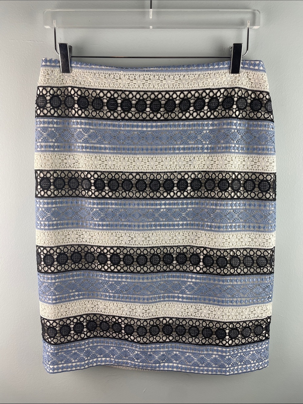 Talbots Striped Lace Pencil Skirt Size 8